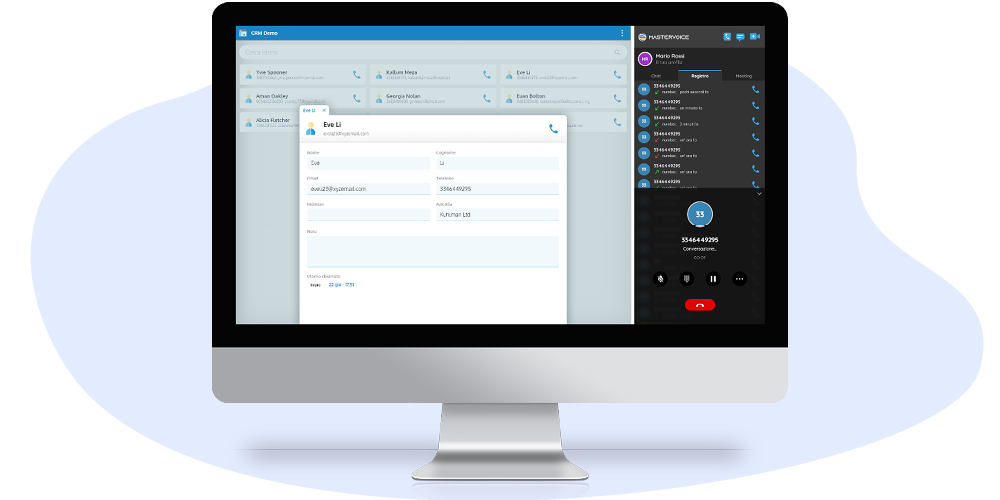 MV-tab-2023-02-Gestisci-contatti Schermata dell'operator panel customer service di MasterVoice