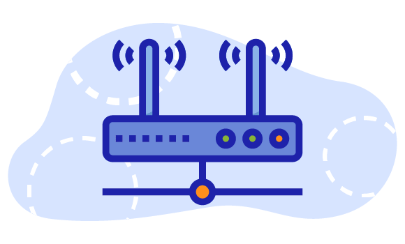 PROVIDER DI CONNETTIVITÀ Icona di router internet con due antenne di trasmissione