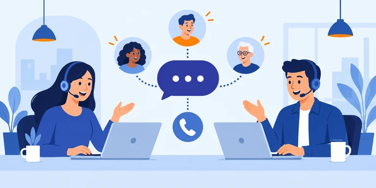 Illustrazione flat: operatori del servizio clienti