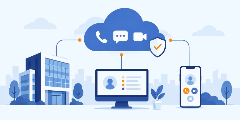 Illustrazione flat: comunicazioni in cloud