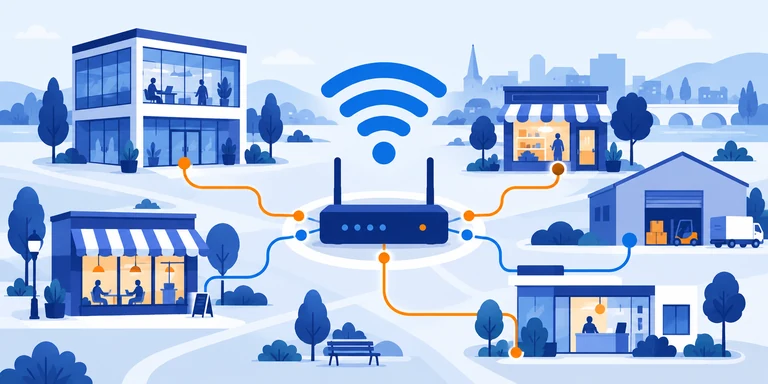 Illustrazione flat: connettività Internet per le imprese