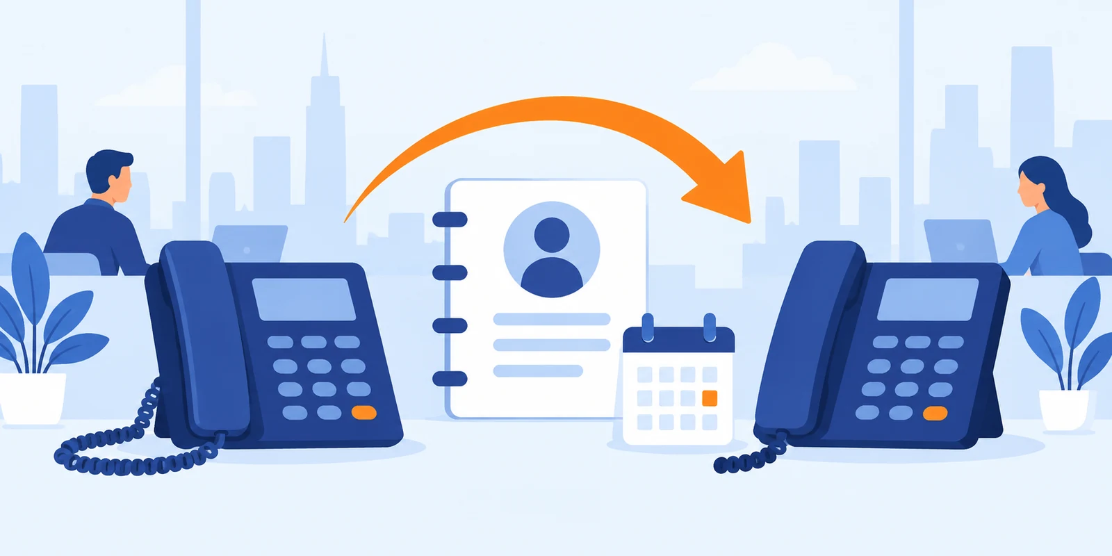 Illustrazione flat: trasferimento della numerazione telefonica