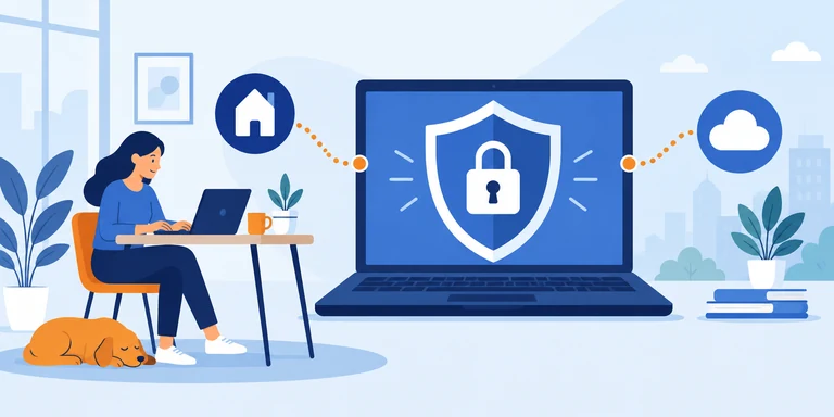 Illustrazione flat: sicurezza informatica nel lavoro da remoto