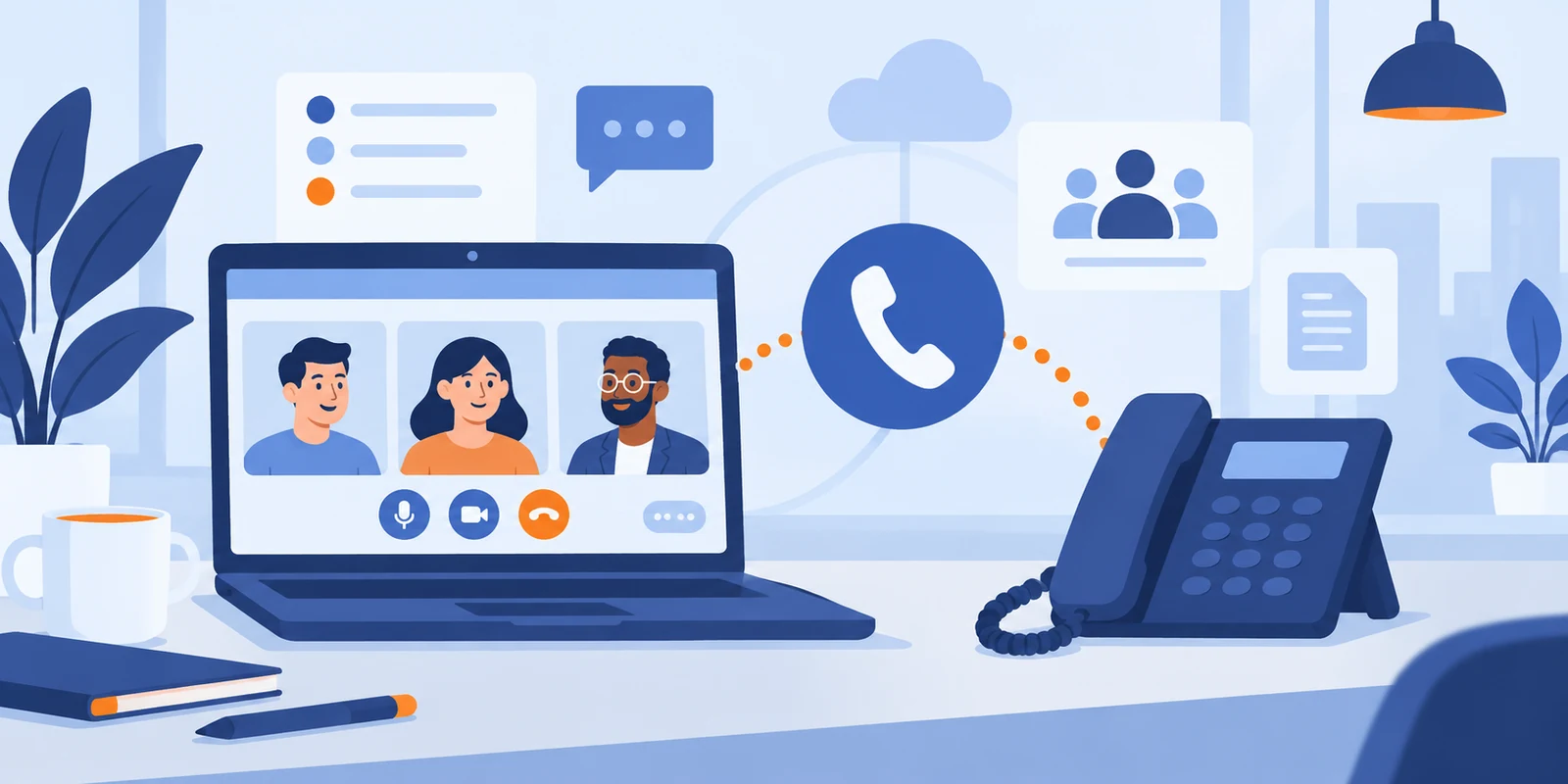 Flat illustration: calling and collaboration